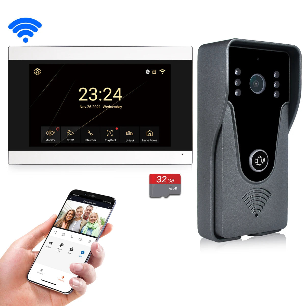 Sistema Videocitofonico WiFi Wireless Campanello Video Intelligente Touch Screen