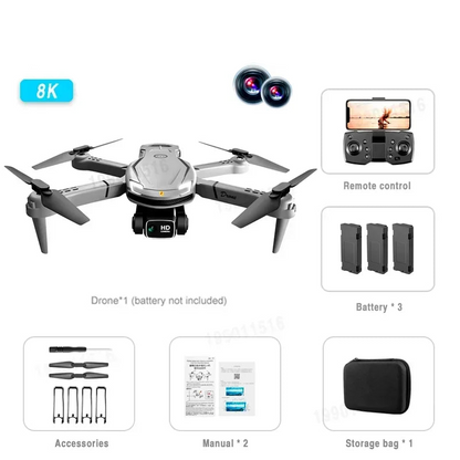 Drone Telecomandato Batteria 8K Risoluzione Fotocamera Ricaricabile USB Pieghevole WiFi Eliche Ricambio Accessori Controllo Remoto Domotica - POWER SMARTECH