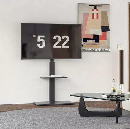 Supporto TV Pavimento Nero Acciaio Inossidabile Compatibile Fino 65'' Peso 13,5kg Capacità Massima Peso 30kg - POWER SMARTECH