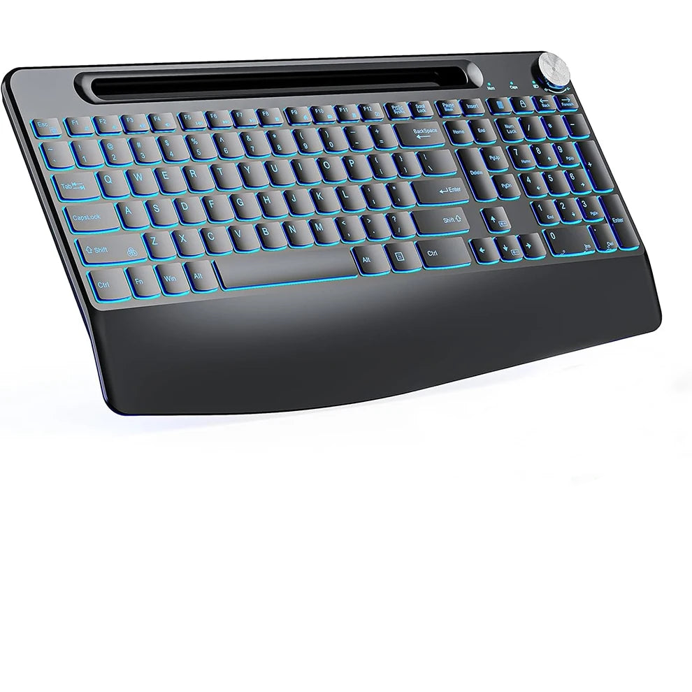 Tastiera Gaming Accessori Gioco PC Ricaricabile Silenziosa Wireless Colore Nero Luci Regolabili 7 Colori