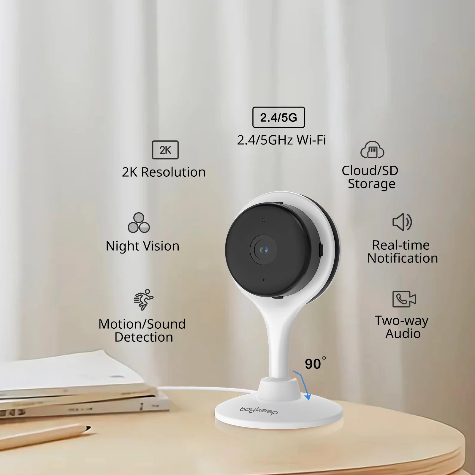 Videocamera Sorveglianza Piccole Dimensioni Interno Supporta Windows IOS 3 Megapixel Lente 4mm Connettività 5G Ricopre Spazio 130° - POWER SMARTECH
