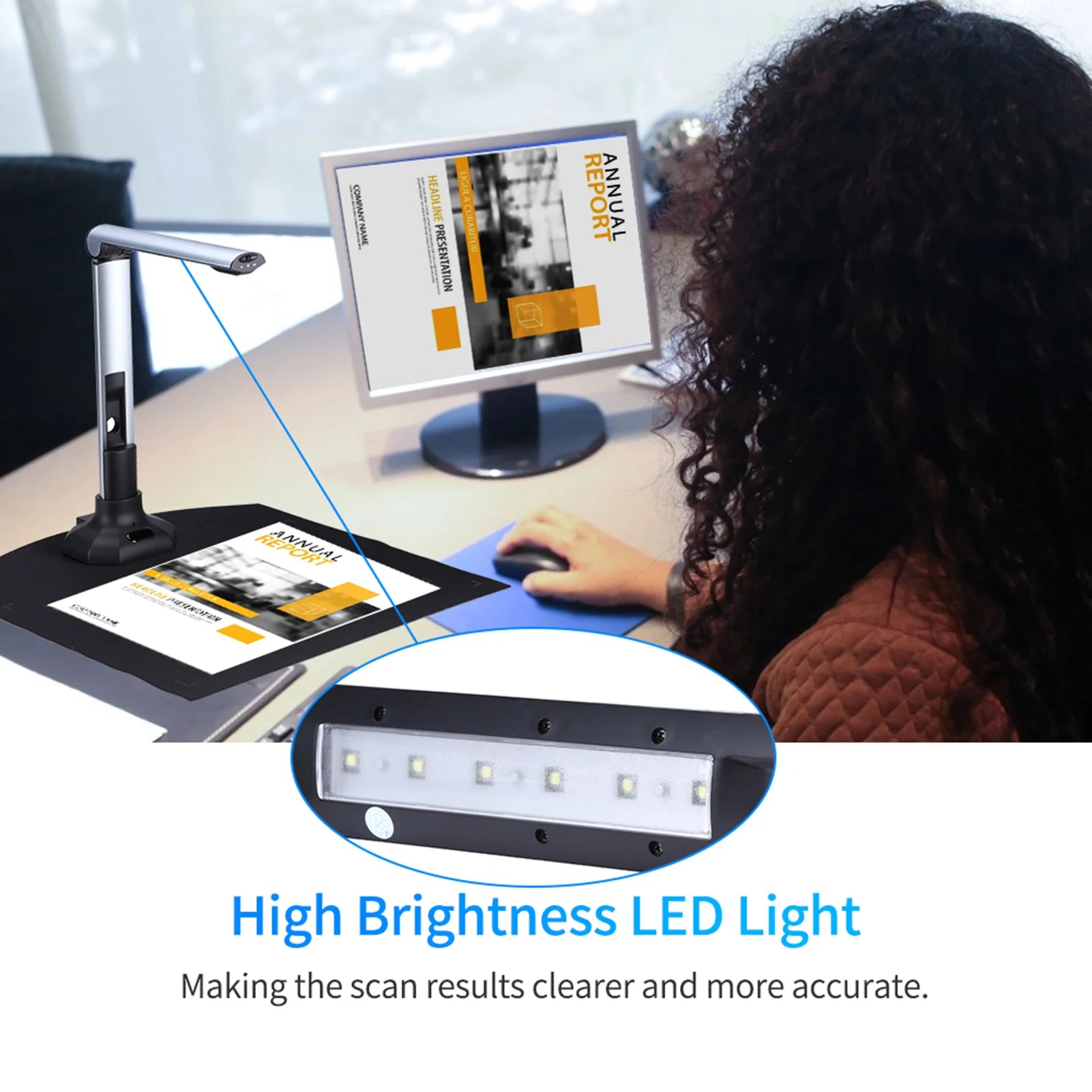 Scanner Portatile USB Luce LED Lega Alluminio ABS Scansione 1 Secondo Documenti Diversi Colori - POWER SMARTECH