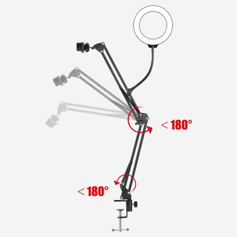 Treppiedi Foto Video Ring Light 3 Modalità Illuminazione Calda Fredda Neutra Asta Allungabile Rotazione 360° Alluminio Accessori - IN POWER SMARTECH