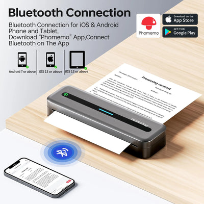 Stampante Formato A4 Portatile Wireless Batteria Ricarica Velocità Stampa 15mm/s Diversi Colori Accessori Stampe - POWER SMARTECH