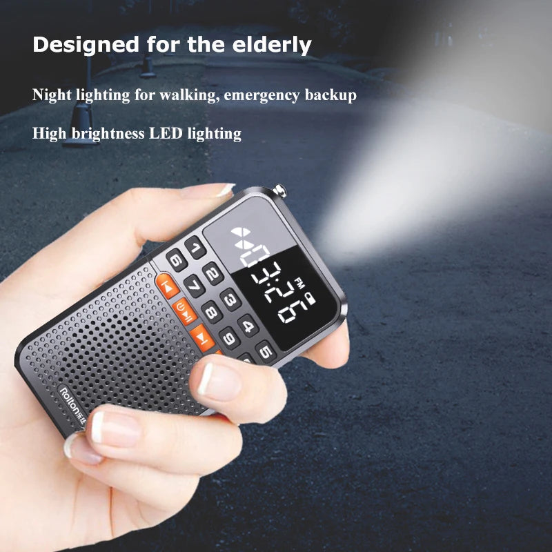 Radio Portatile FM/AM Bluetooth 5.0 Torcia LED Mini Tascabile Comoda Audio Accessori Elettronici - POWER SMARTECH