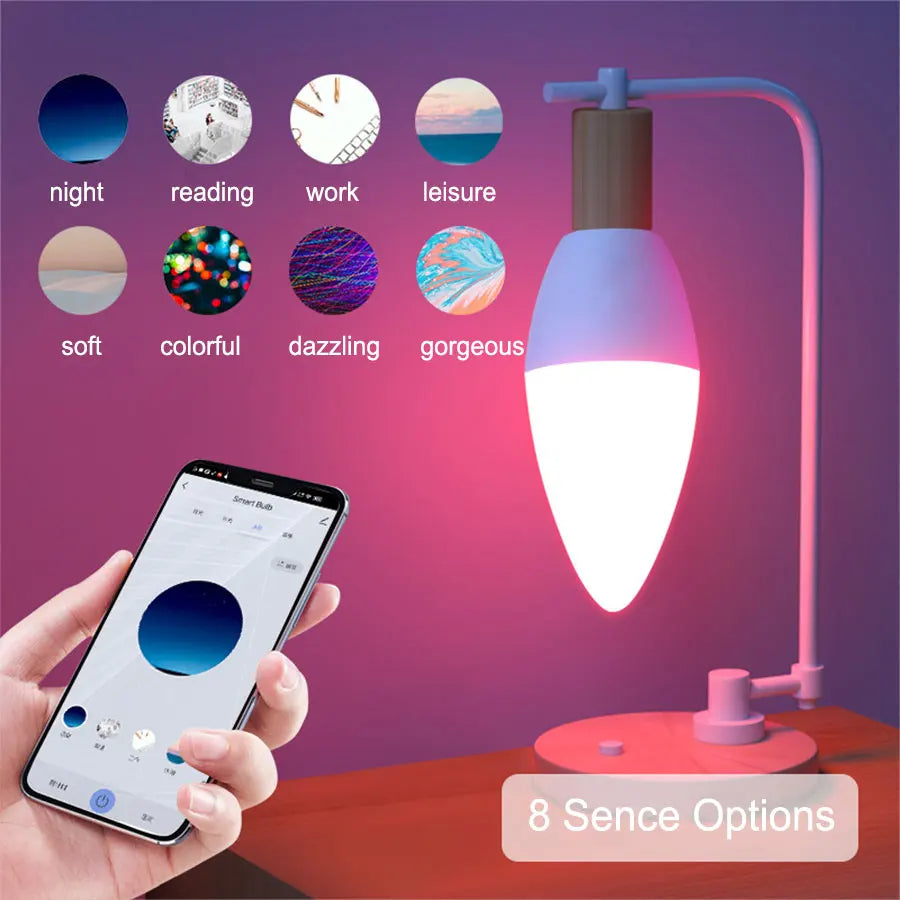 Lampadina Intelligente RGB Smart Life Controllo Remoto APP Comando Vocale Alexa WiFi Attacco E14 - POWER SMARTECH