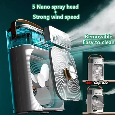 Condizionatore Ventilazione Luce Notturna LED 7 Colori Potenza 10W USB/C Capacità 600ml Aria Fredda Elettrodomestici Casa - POWER SMARTECH