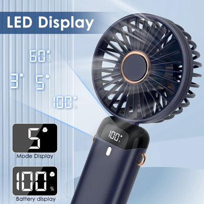 Ventilatore Portatile Elettronico USB Ricaricabile Display Digitale 5 Velocità Ventilazione Diversi Colori Elettrodomestici Climatizzazione - POWER SMARTECH