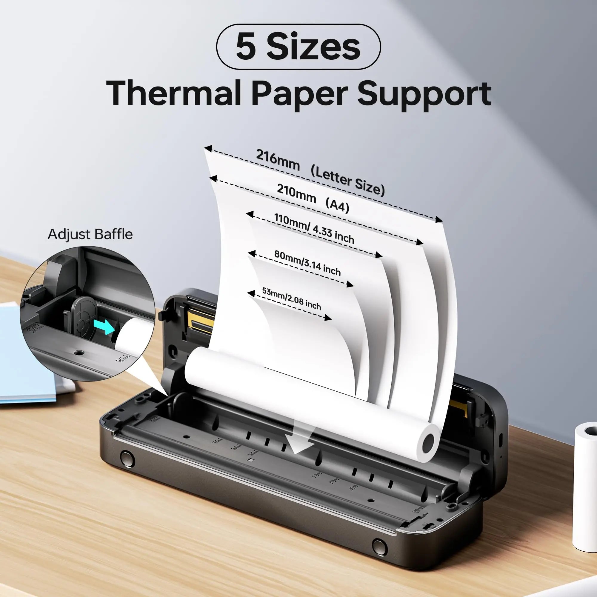 Stampante Formato A4 Portatile Wireless Batteria Ricarica Velocità Stampa 15mm/s Diversi Colori Accessori Stampe - POWER SMARTECH