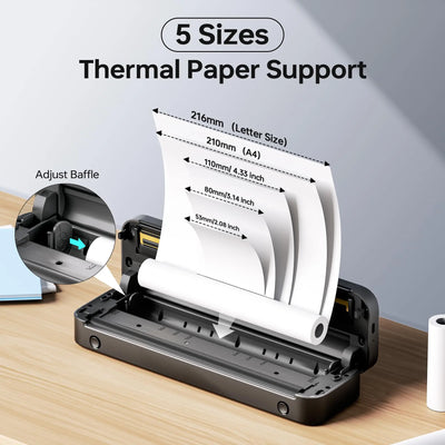 Stampante Formato A4 Portatile Wireless Batteria Ricarica Velocità Stampa 15mm/s Diversi Colori Accessori Stampe - POWER SMARTECH
