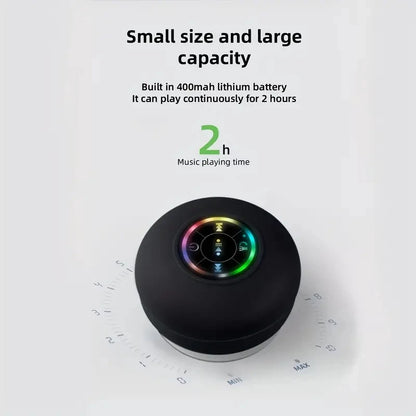 Bluetooth speaker, portable and waterproof with suction cup, compact bathroom speaker - POWER SMARTECH