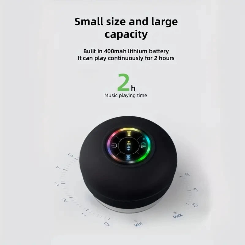 Bluetooth speaker, portable and waterproof with suction cup, compact bathroom speaker - POWER SMARTECH