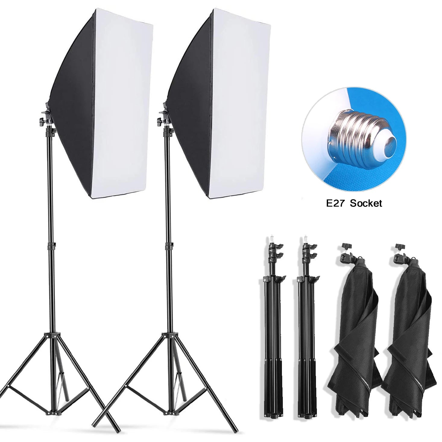 Treppiedi Luci Professionali Set Fotografico Video Foto Regolabile Altezza Accessori
