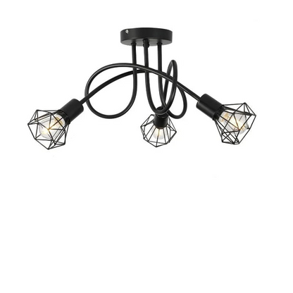 Lampadario Soffitto Metallo Nero Argento 3 Sorgenti Luminose Regolabile Resistente Elegante Casa Arredamento Decorazione