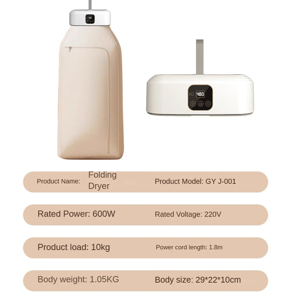 Asciugatrice Portatile Essiccatore Vestiti USB 600W Accessori Elettrodomestici Casa Viaggio Utilità Comodità - POWER SMARTECH