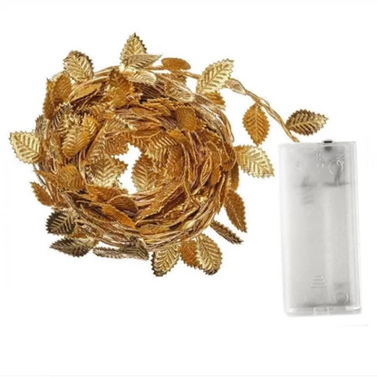 Luci Decorative Foglie Oro Filo Rame 20 LED 2 Metri Accessori Illuminazione Decorazione Casa - IN POWER SMARTECH