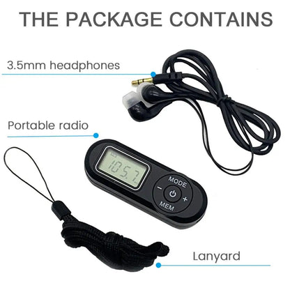 Radio Tascabile Nera Cuffie Incluse Portatile Piccole Dimensioni Batterie Display Accessori Elettronica Audio - POWER SMARTECH