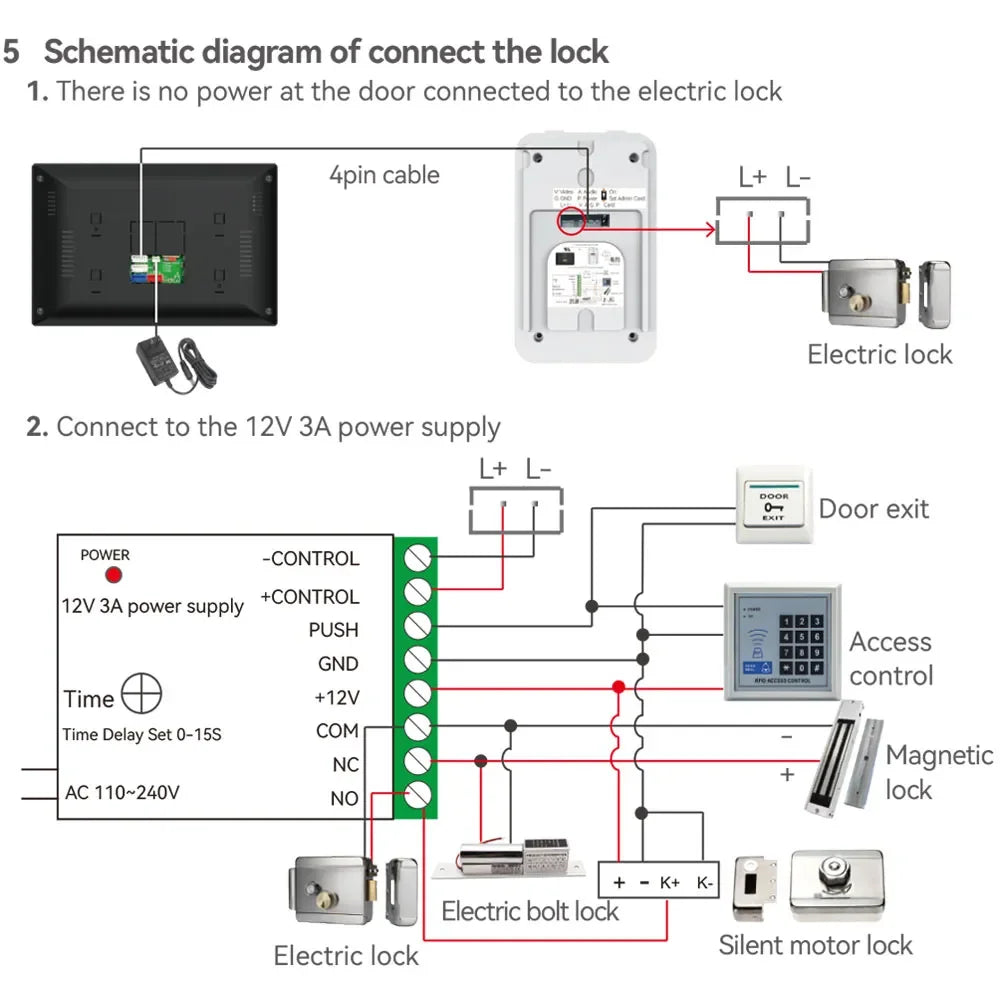 Videocifotono Chiavi Sblocco Apertura Porta 7 Pollici Touch Controllo Remoto Risoluzione 1080P Sicurezza Protezione - POWER SMARTECH