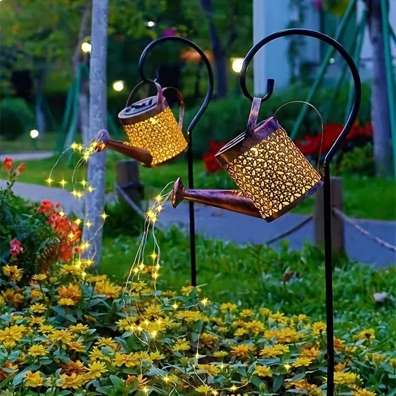 Innaffiatoio Luce Decorativa Giardino Ricaricabile Solare Bronzo Ferro 80cm LED - POWER SMARTECH