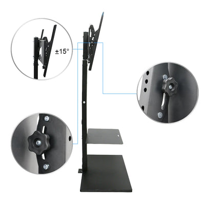 Supporto TV Pavimento Nero Acciaio Inossidabile Compatibile Fino 65'' Peso 13,5kg Capacità Massima Peso 30kg - POWER SMARTECH