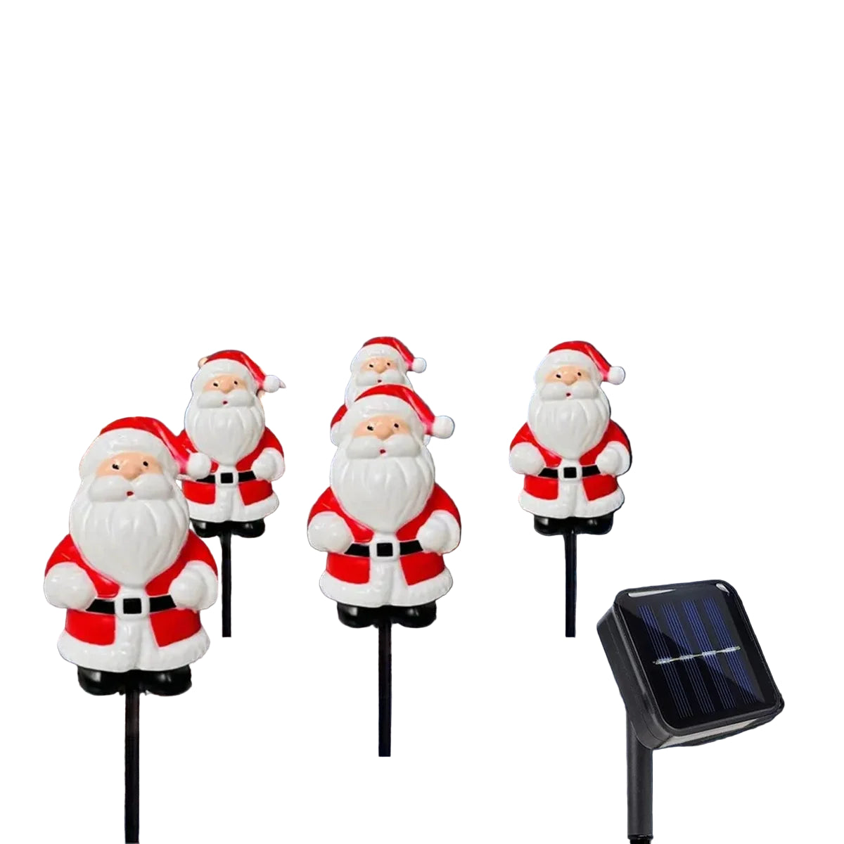 Set 5 Pezzi Lucine Babbo Natale Energia Solare 8 Modalità Esterno