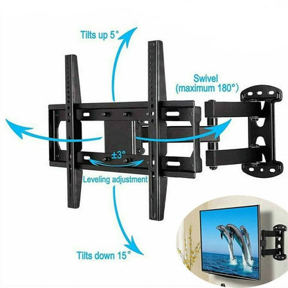 Supporto TV Capacità Carico Massima 30kg Compatibile Fino 55'' Pollici Distanziamento Regolabile Muro Acciaio Laminato - POWER SMARTECH
