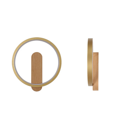 Lampada Parete Circolare Colori Caldi Legno 13W Lampada Semplice Arredo Casa