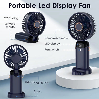 Ventilatore Portatile Elettronico USB Ricaricabile Display Digitale 5 Velocità Ventilazione Diversi Colori Elettrodomestici Climatizzazione - POWER SMARTECH