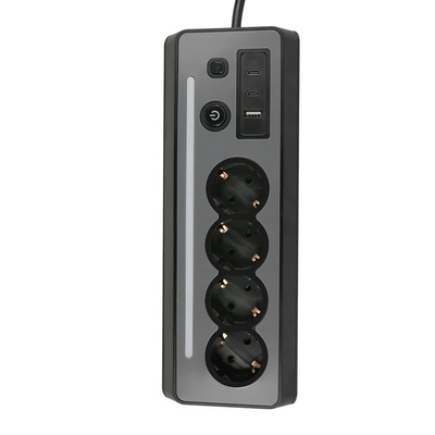 Presa Multipla Ciabatta Alimentazione Ricarica 4 Prese 1 Porta USB  2 Porte Tipo C