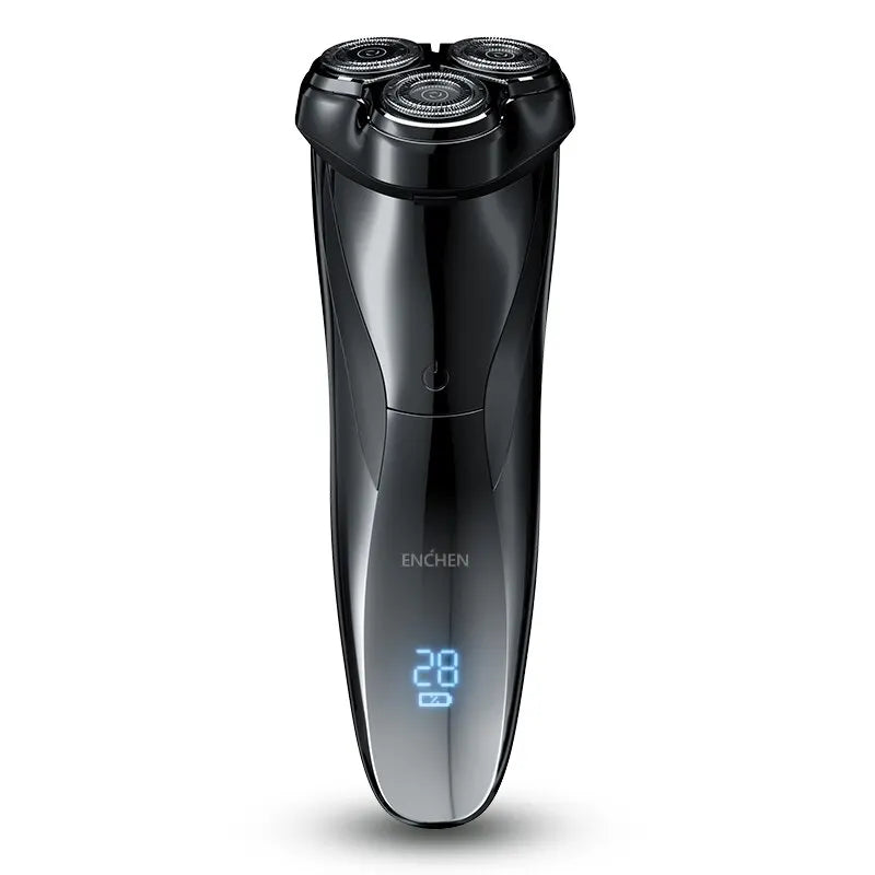 Rasoio Elettrico Rotante Impermeabile Resistente Utile Ricarica Rapida Nero 3D Preciso