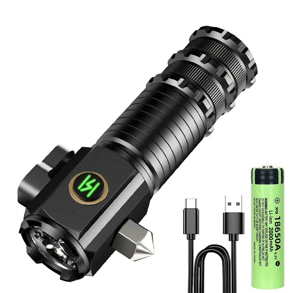 Torcia  LED Alta Luminosità Torcia Ricaricabile Alluminio Tipo C Magnete Clip