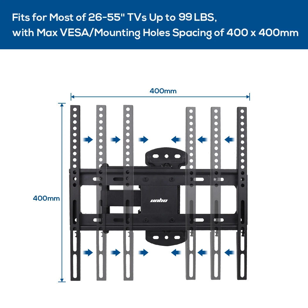 Supporto TV Capacità Carico Massima 30kg Compatibile Fino 55'' Pollici Distanziamento Regolabile Muro Acciaio Laminato - POWER SMARTECH