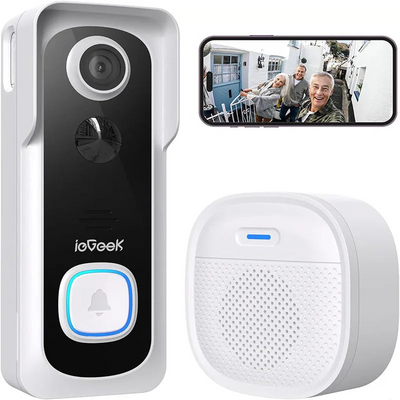 Videocitofono Wireless Campanello Telecamera Campanello HD 2K Sicurezza Intelligente Messaggio Vocale