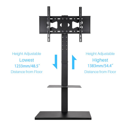 Supporto TV Pavimento Nero Acciaio Inossidabile Compatibile Fino 65'' Peso 13,5kg Capacità Massima Peso 30kg - POWER SMARTECH