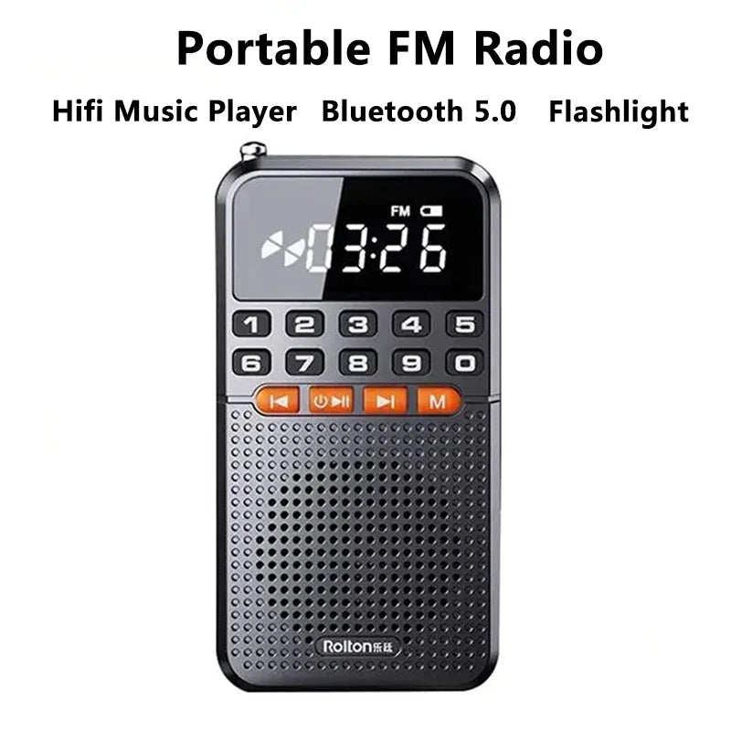 Radio Portatile FM/AM Bluetooth 5.0 Torcia LED Mini Tascabile Comoda Audio Accessori Elettronici - POWER SMARTECH