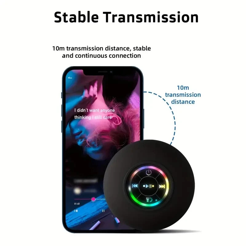 Bluetooth speaker, portable and waterproof with suction cup, compact bathroom speaker - POWER SMARTECH