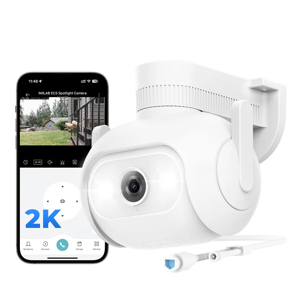 Sorveglianza Videocamera 360° Colore Bianco 2K Sicurezza Esterno