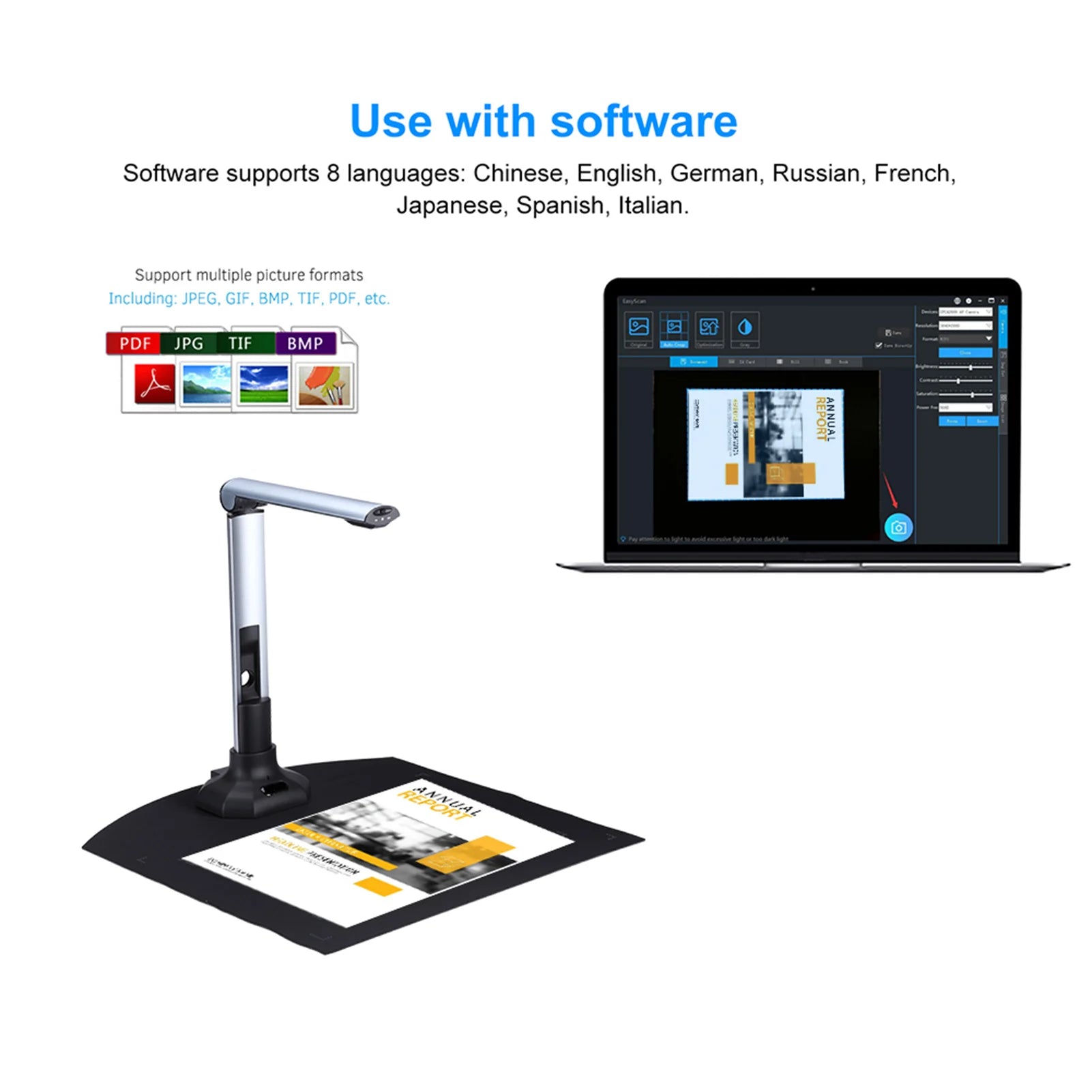 Scanner Portatile USB Luce LED Lega Alluminio ABS Scansione 1 Secondo Documenti Diversi Colori - POWER SMARTECH