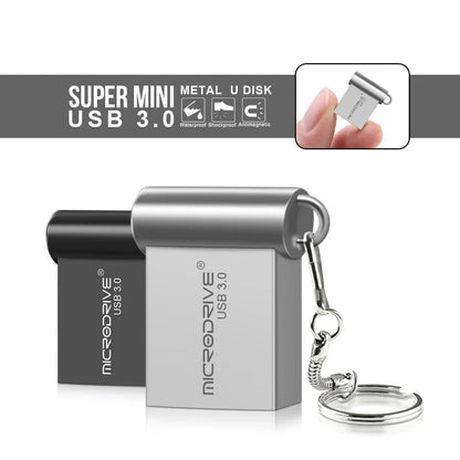 Chiavetta USB 16/32/64/128GB Velocità Rapida Metallo Archiviazione Pendrive Nero Argento Mini Rete Connettività - POWER SMARTECH