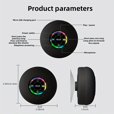 Bluetooth speaker, portable and waterproof with suction cup, compact bathroom speaker - POWER SMARTECH