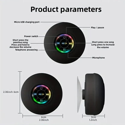 Bluetooth speaker, portable and waterproof with suction cup, compact bathroom speaker - POWER SMARTECH