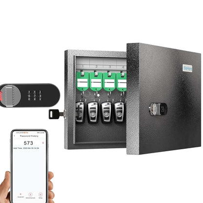 Cassaforte Chiavi 16 Spazi Acciaio Resistente APP Safe Box Parete Sospesa Serratura Combinazione Sicurezza Protezione - POWER SMARTECH