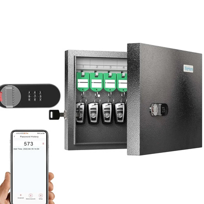 Cassaforte Chiavi 16 Spazi Acciaio Resistente APP Safe Box Parete Sospesa Serratura Combinazione Sicurezza Protezione - IN POWER SMARTECH
