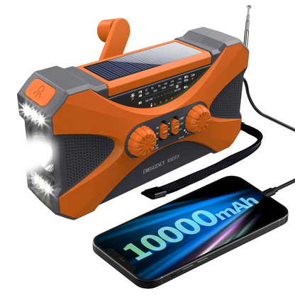 Radio Emergenza  10000 mAh Radio Solare Manovella Radio Meteorologica Portatile Caricatore Telefono Torcia LED