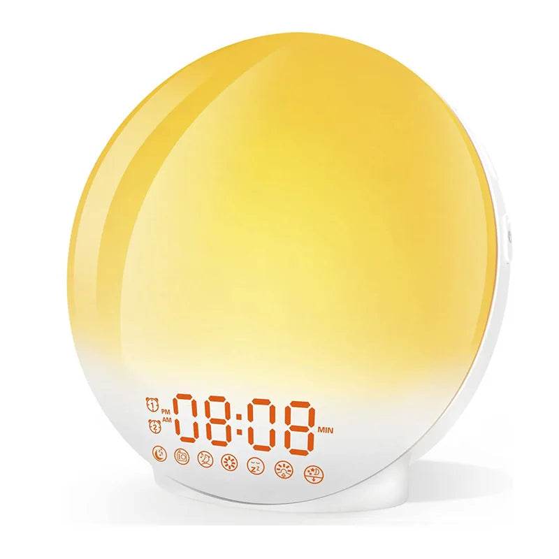 Radio FM Sveglia Luci LED Effetto Tramonto Diversi Colori Sfumato Batteria Inclusa Accessori Casa Elettronica - POWER SMARTECH