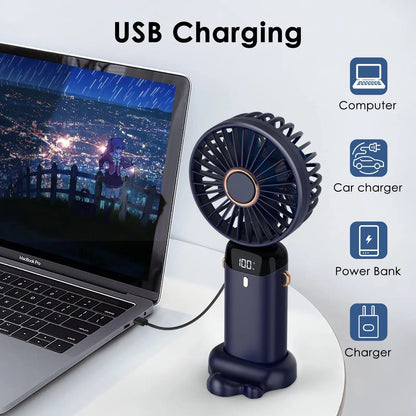 Ventilatore Portatile Elettronico USB Ricaricabile Display Digitale 5 Velocità Ventilazione Diversi Colori Elettrodomestici Climatizzazione - POWER SMARTECH