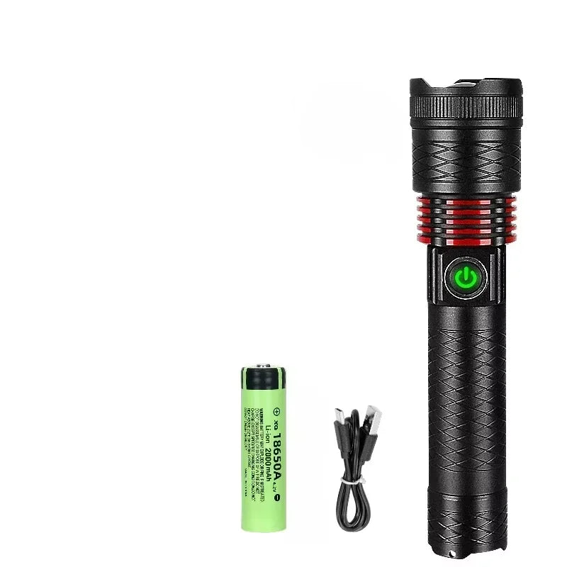 Torcia 4 Modalità Illuminazione Ricaricabile Metallo Colore Nero Lontananza 3500m