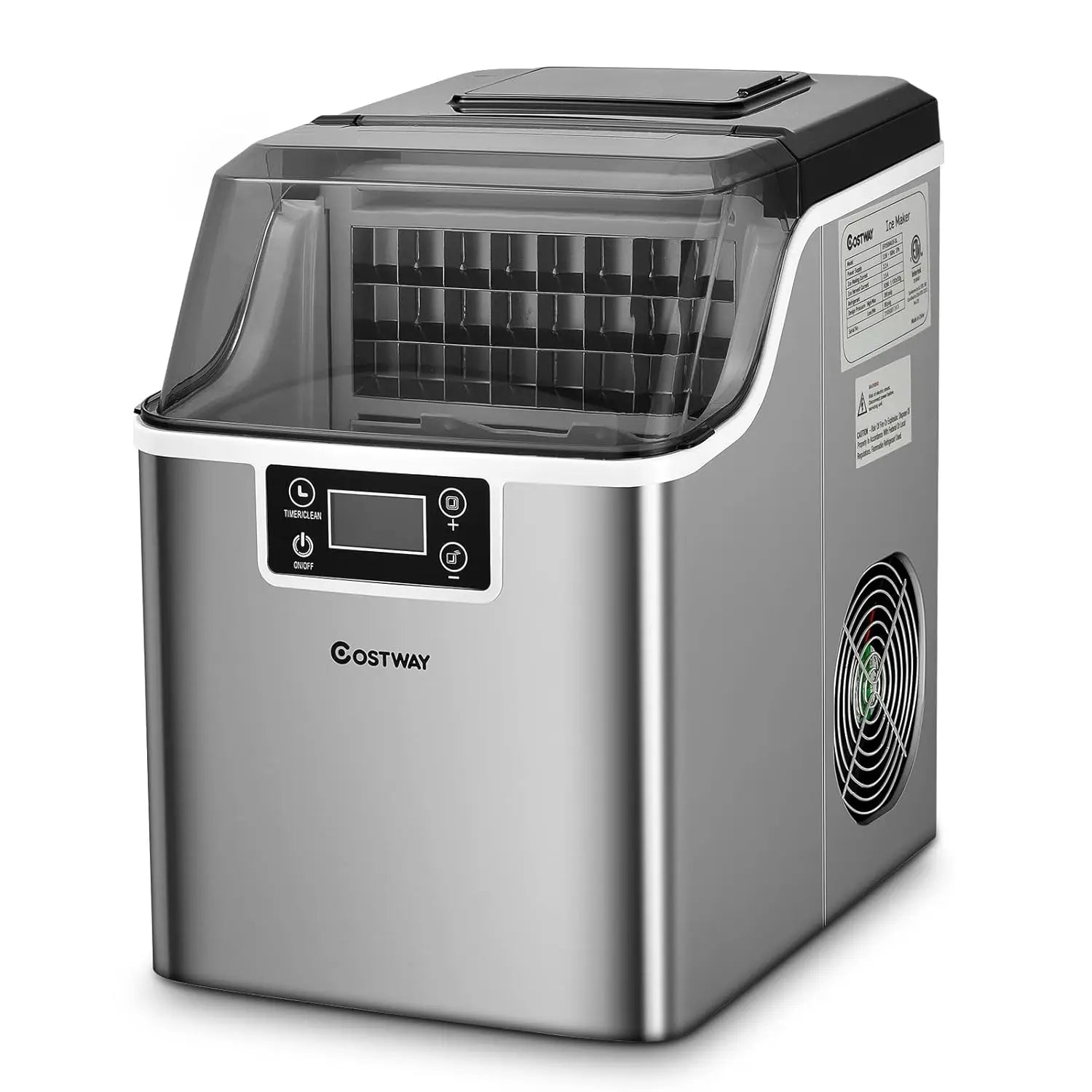 Macchina Ghiaccio 24 Cubetti Capacità 3 Litri Veloce Colore Grigio Elettrodomestici Cucina Estate Caldo Bevande