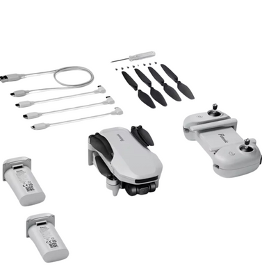 Drone 4K Portata Massima 4km Telecamera Campo Visivo 118° Colore Bianco 2 Batterie