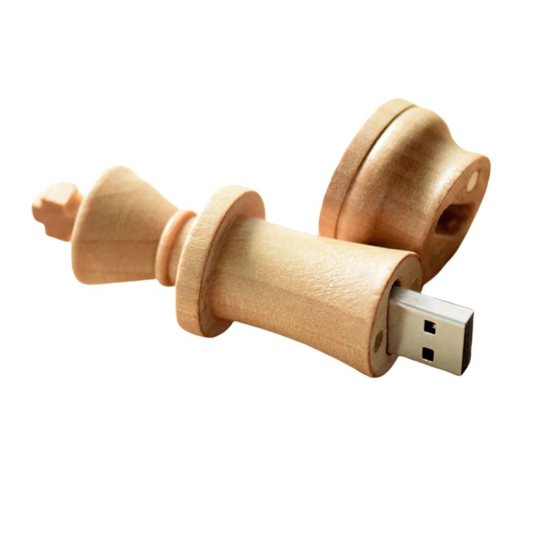 Chiavetta USB Forma Scacchi Legno Colore Marrone Nero Capacità